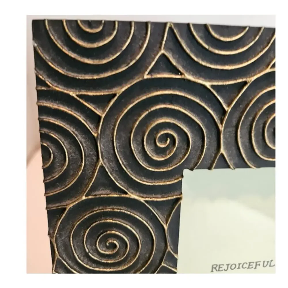 Frame Rejoiceful Singing Photo Frame Whimsical Brass Stone Look MCM holds 3.5x5